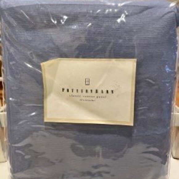 Pottery Barn VINTAGE Blue 50W x 84L Cotton Canvas Curtains. Set of 3